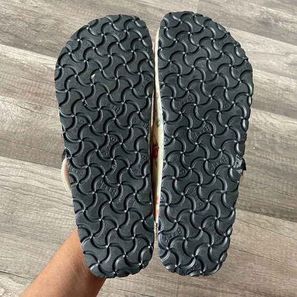 Birkenstock Papillio Boston Poetry Leather Ivory Floral Slip-on Clog Mule - Picture 4 of 5